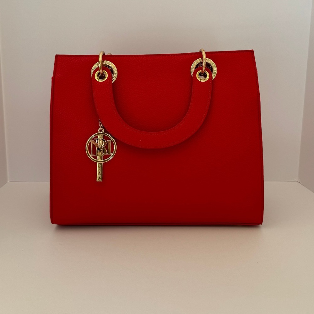 BADGLEY MISCHKA Red Handbag with Gold accents purse/tote bag - Picture 1 of 3
